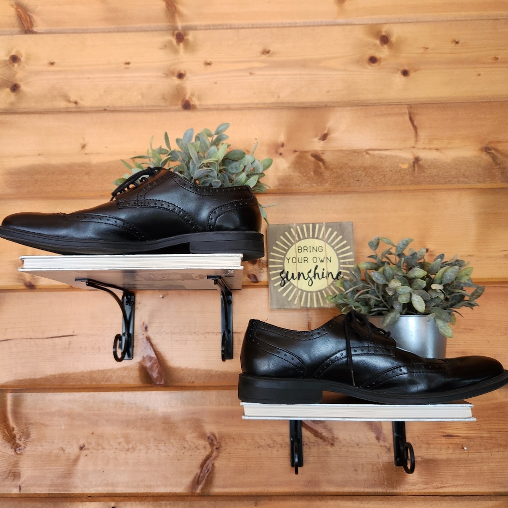 Calvin Klein Greenwich Black Leather Brogue Wingtip Oxford Dress Shoes Sz 10.5 M - Picture 4 of 10